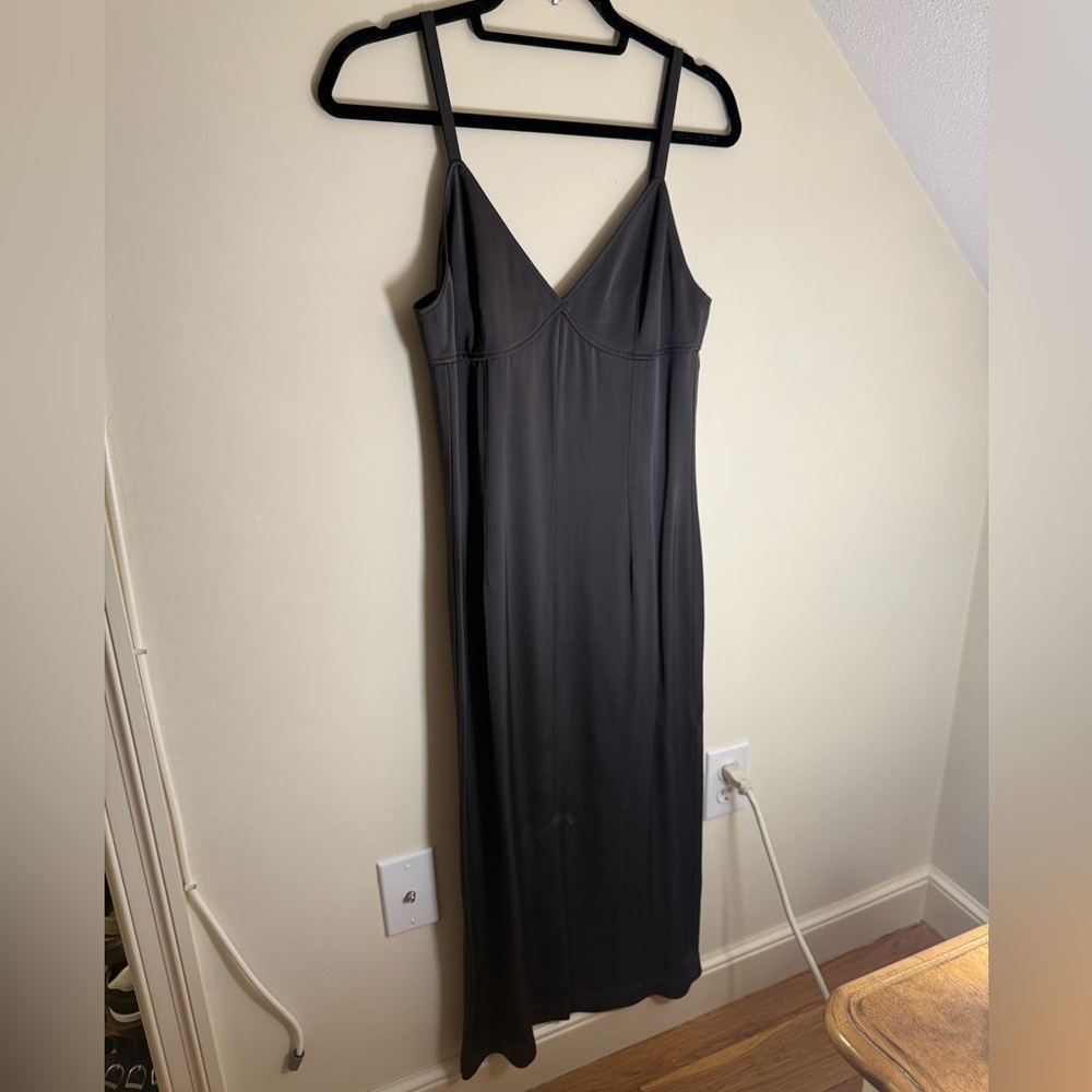 NWOT Toteme Gray Front-Split Crepe Cami Dress